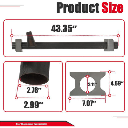 Rear Upper Shock Mount Crossmember Compatible with 2007-2014 Chevy Chevrolet Silverado 1500 GMC Sierra 1500 W/Bracket Steel Raw