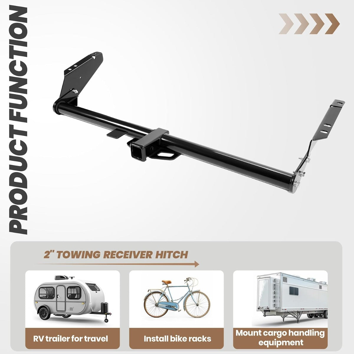 Rear Class 3 2” Trailer Hitch Compatible with 2004-2020 Toyota Sienna All Styles Replacement for 75237 Towing Receiver Steel Black
