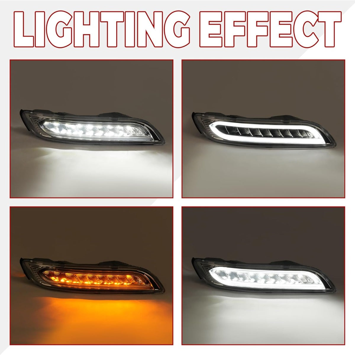 HECASA Pair LED Fog DRL Signal Light Compatible with 2005-2008 Porsche 911 Carrera 997.1 Chassis Front Bumper Turn Signal Light Lamp Clear Lens Left & Right Side