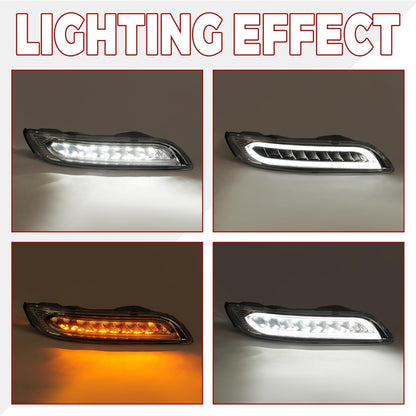 HECASA Pair LED Fog DRL Signal Light Compatible with 2005-2008 Porsche 911 Carrera 997.1 Chassis Front Bumper Turn Signal Light Lamp Clear Lens Left & Right Side