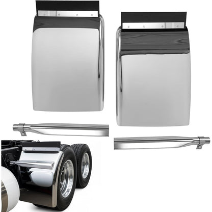 34" x 24" Quarter Fenders for Semi Trucks,  for  Freightliner Peterbilt Kenworth Volvo Mack, 304 Stainless Steel Mirror-Finished Fenders Right & Left