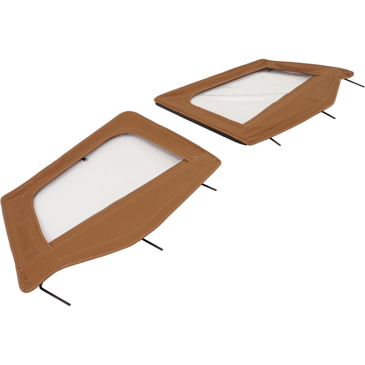 Convertible Soft Top Compatible with 1987-1995 Jeep Wrangler YJ | Soft Roof Plastic+Aluminium+Steel Electrophoresis Tan+Clear+Smoke
