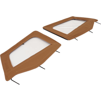 Convertible Soft Top Compatible with 1987-1995 Jeep Wrangler YJ | Soft Roof Plastic+Aluminium+Steel Electrophoresis Tan+Clear+Smoke