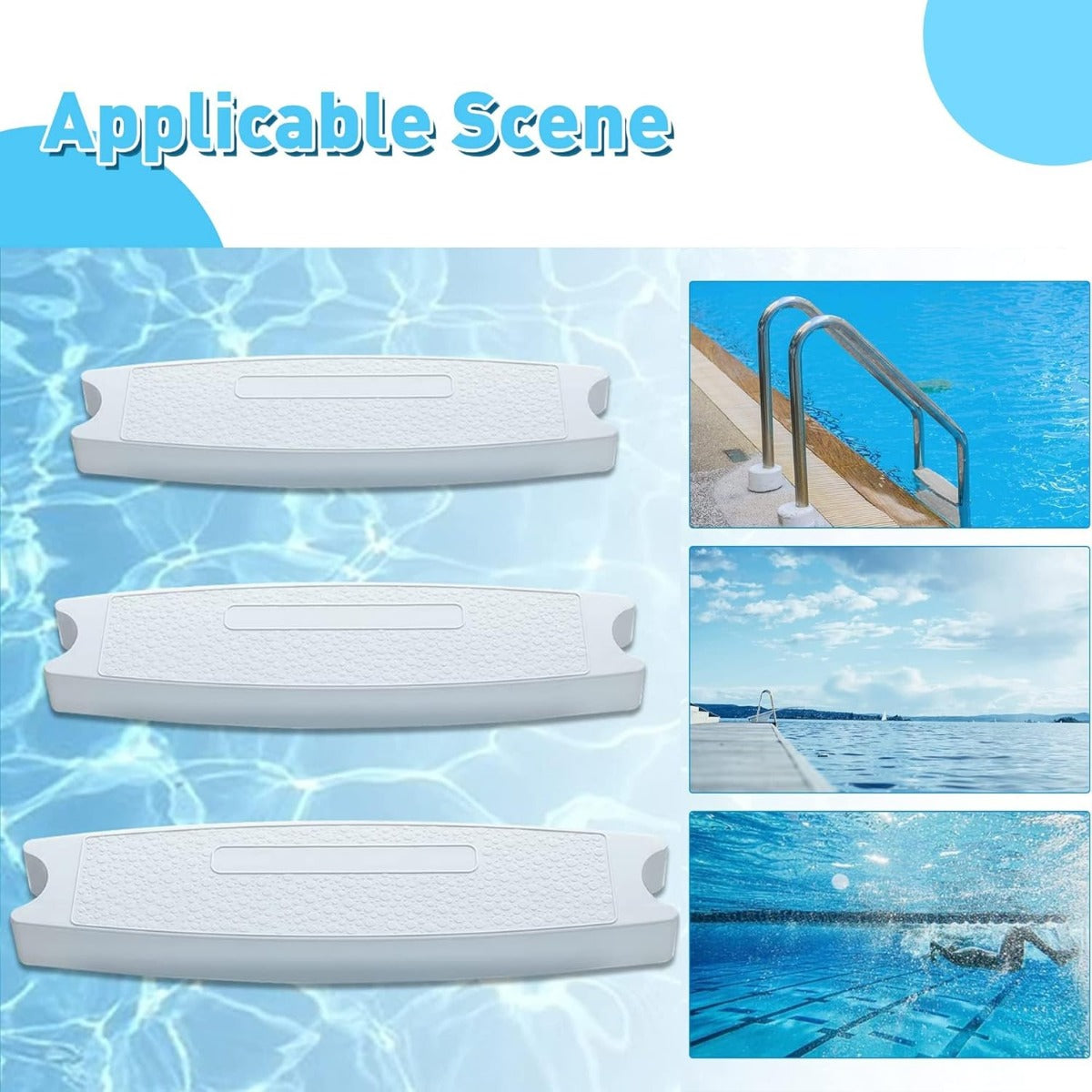 18 Inches Universal Pool Ladder Steps Replacement, 300 lbs Weight Capacity Heavy-Duty Molded Plastic Swimming Pool Ladder Rung Step 3Pcs LYOP-030S-3