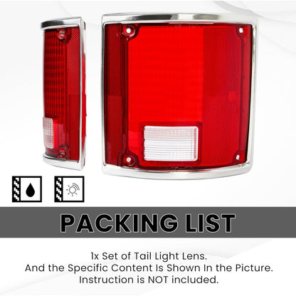 Pair Tail Light Lens Compatible with 1973-1991 Chevrolet Chevy Blazer Suburban Jimmy Driver Left & Passenger Right Replacement For 5968330, 5968329, GM2801122, GM2800122