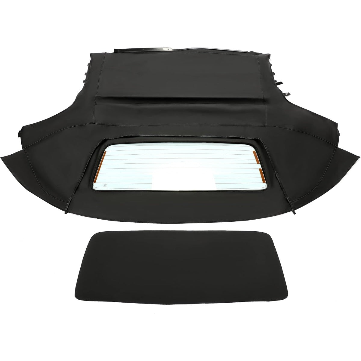 HECASA Convertible Soft Top Compatible with 2000-2007 Toyota MR2 Spyder w/Heated Glass Window Sailcloth Vinyl+Glass Unfinished Black+Clear