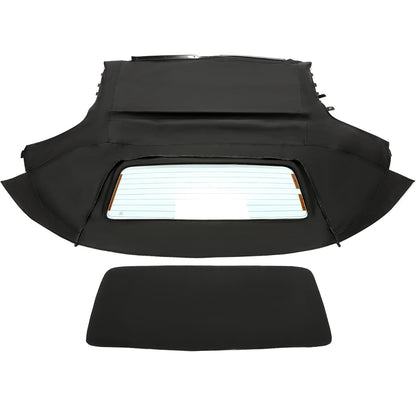 HECASA Convertible Soft Top Compatible with 2000-2007 Toyota MR2 Spyder w/Heated Glass Window Sailcloth Vinyl+Glass Unfinished Black+Clear
