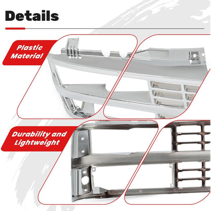 Front Grille Grill Compatible with 1992-1993 Chevrolet Blazer 1988-1993 Chevrolet C/K1500/2500/3500 1992-1993 Chevrolet C/K1500/2500 Suburban Silver Replacement for GM1200142