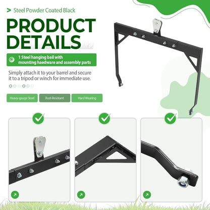 55 Gallon Hanging Deer Feeder Bail, Durable Steel Powder Coated