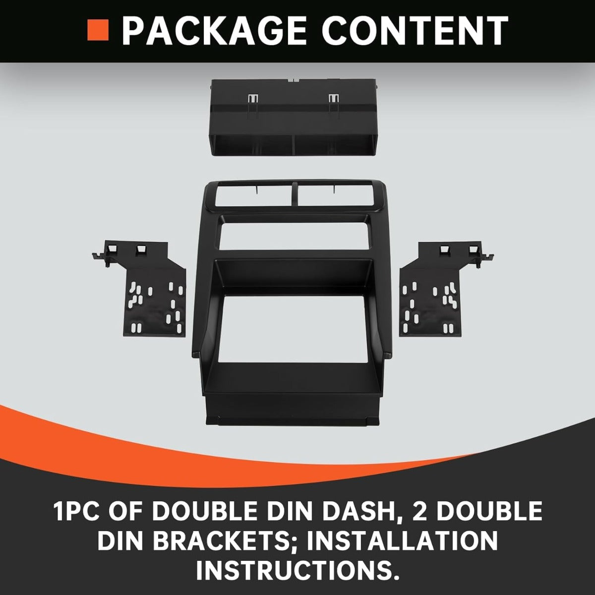 Double Din Install Bezel Kit Compatible with 1994-2002 Ford Mustang Plastic Black Interior Car Radio Stereo 2 Din Dash Kit Fit Base Model Only (No Lower Buttons)