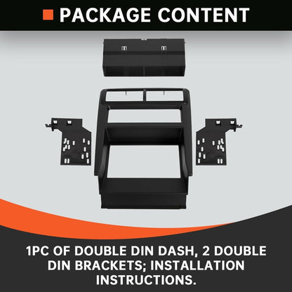 Double Din Install Bezel Kit Compatible with 1994-2002 Ford Mustang Plastic Black Interior Car Radio Stereo 2 Din Dash Kit Fit Base Model Only (No Lower Buttons)