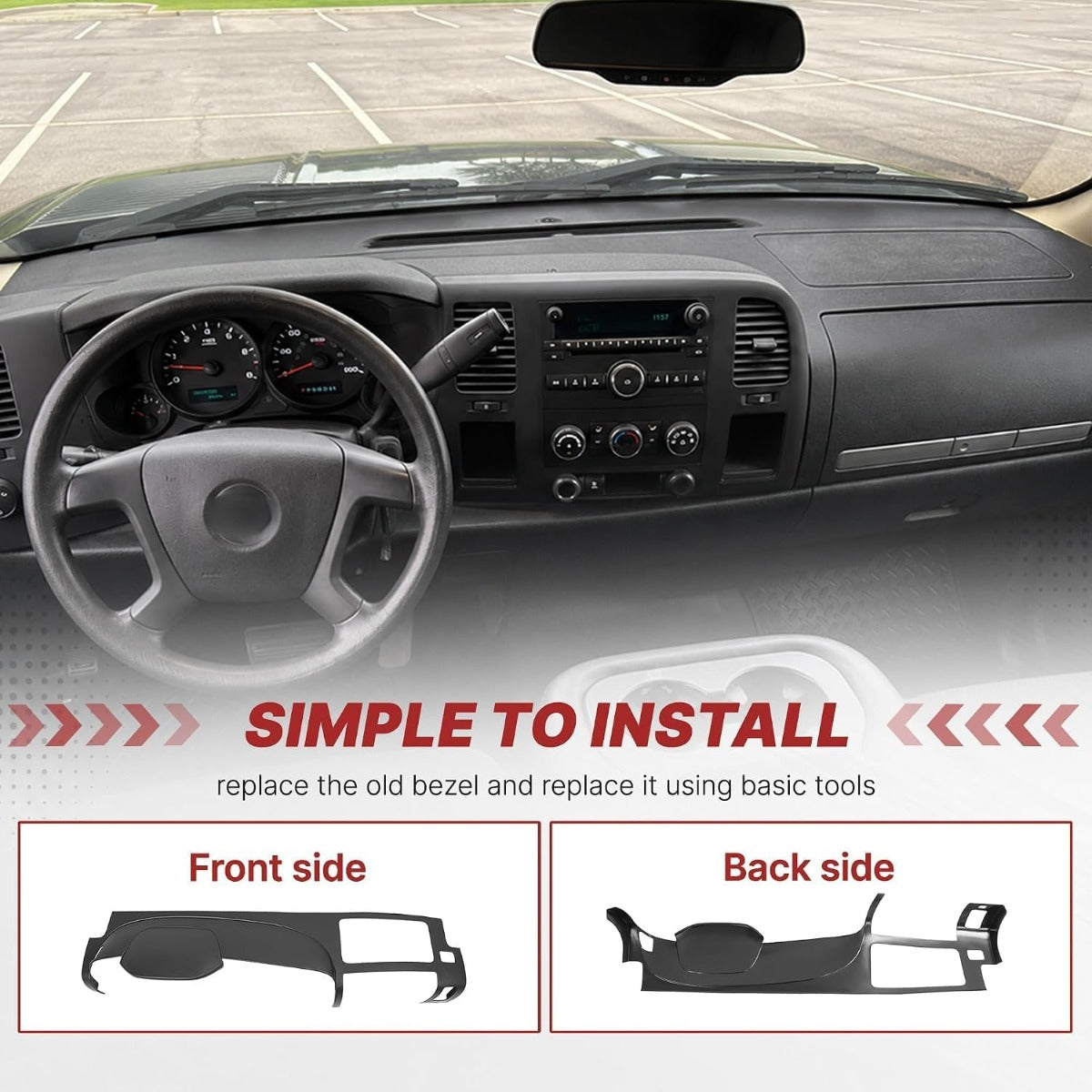 ALMULOO Dashboard Cover Compatible with 2007-2013 Chevy Chevrolet Silverado