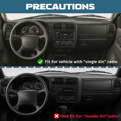 Dash Radio Trim Bezel Cover Compatible with 1998-2004 Chevy Chevrolet S10 Blazer GMC Jimmy Dashboard Radio Panel Only Fit Single Din