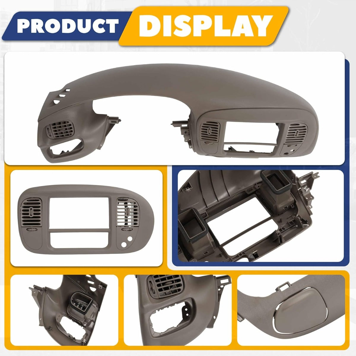 Dash Pad Bezel & Center Dash Radio Bezel Compatible with 1997-2003 Ford F150 Expedition Painted w/Air Vent ABS Plastic (Brown) Not Compatible with 4WD