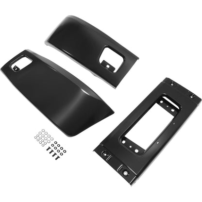 ALMULOO Front Bumper 3Pcs Compatible with 2005-2020 Hino 238 Hino 258 Hino 268 Hino 338 Replace for 52101E0B01 Steel Powder Coated Black