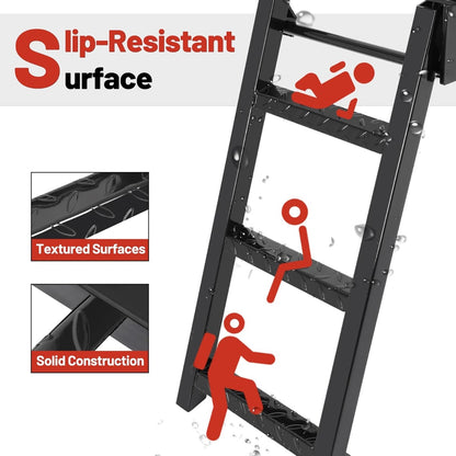 3-Rung Truck Retractable Step, 14-1/4in x 31-1/2in, Universal Fit Most Truck Tractor Trailer,Textured Surface Non-Slip Treads Heavy-Duty Steel