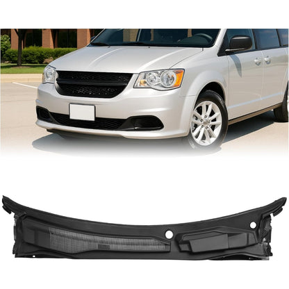 Windshield Wiper Cowl Panel Compatible with 2008-2020 Dodge Grand Caravan, 2008-2016 Chrysler Town & Country, 2012-2015 Ram C/V, Air Inlet Window Cover Cowl Top Panel 05113548AC Black Plastic