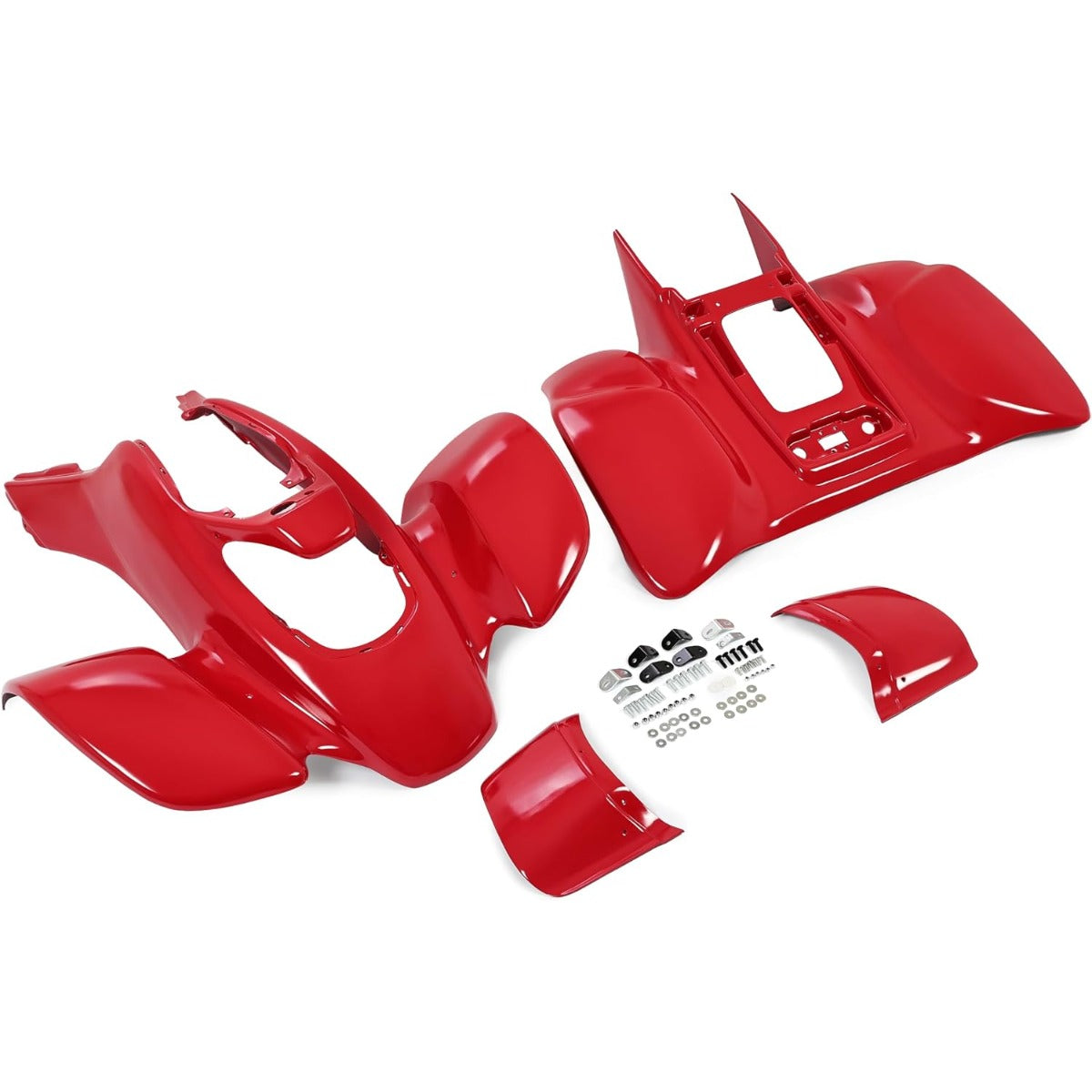 Red Plastic Front and Rear Fender Mud Guard Kit Compatible with 1999-2004 Honda 400EX Plastic