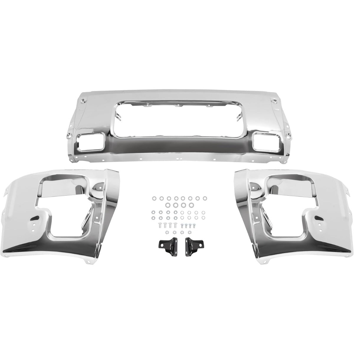 Front Bumper Face Bar Compatible with 2004-2015 Titan, 2005-2007 Nissan Armada, 2004 Pathfinder Armada, Replacement for 62022ZR08A NI1002136 Steel Chrome Silvery 3Pcs