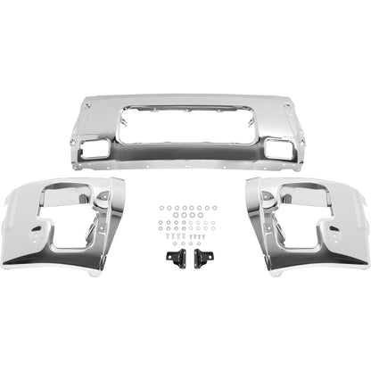 Front Bumper Face Bar Compatible with 2004-2015 Titan, 2005-2007 Nissan Armada, 2004 Pathfinder Armada, Replacement for 62022ZR08A NI1002136 Steel Chrome Silvery 3Pcs