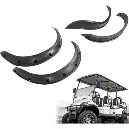 Wutist Golf Cart 4PCS Fender Flare Compatible with Icon Advanced EV and Evolution Forester 4 or 6 Passenger Seat Golf Cart Black ABS