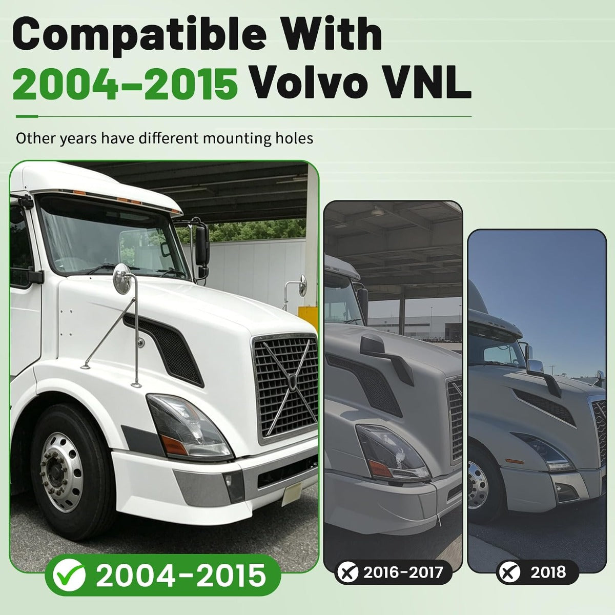 Bumper Corner Compatible with 2004-2018 Volvo VNL 300 430 630 670 730 780 Bumper Extension Corner w/Fog Light Hole Plastic ABS Painted Matte Black Right Side