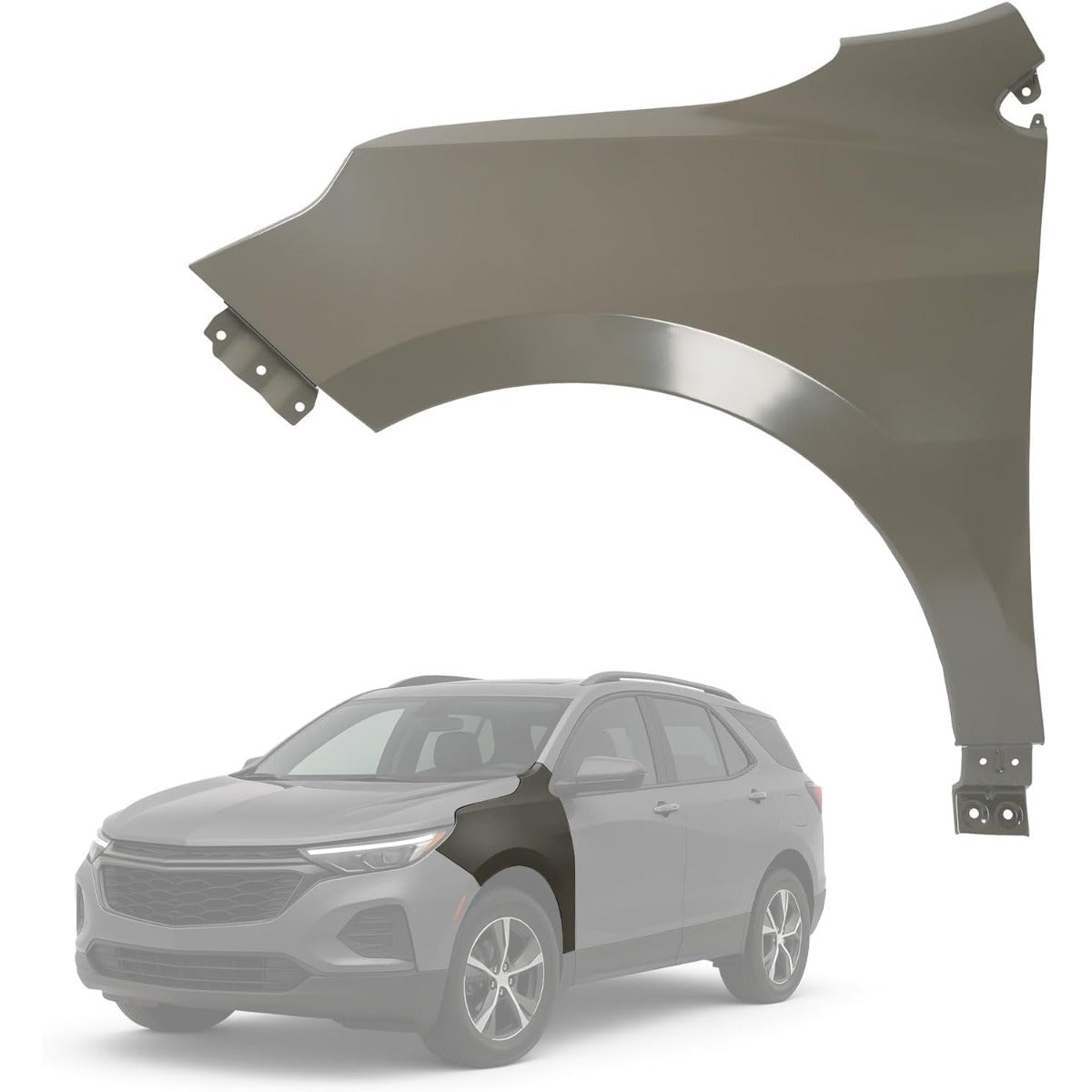 Front Left Fender Compatible with 2018-2024 Chevy Chevrolet Equinox Replace for 84172708 84751396 GM1240402 Wheel Liner Splash Fender Steel Electrophoresis Primed Gray Driver Side