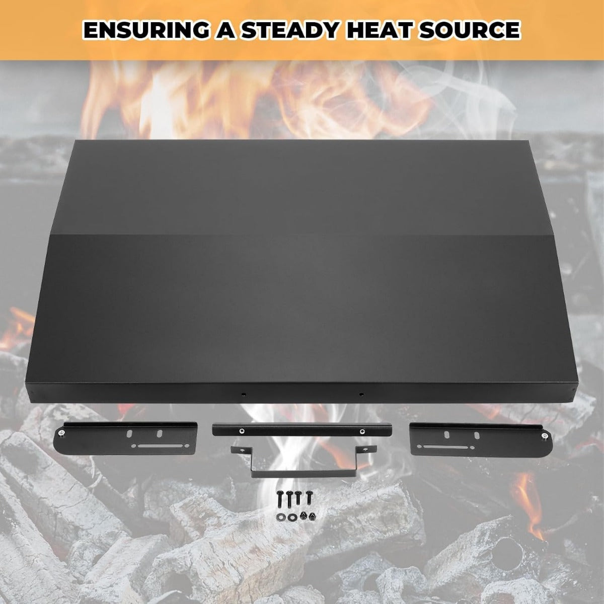 36 inch Hinged Lid Cover Compatible with Blackstone Griddle Grill Lid Hard Cover with Rear Grease Collection Powder Coated Black LYOM-018-B