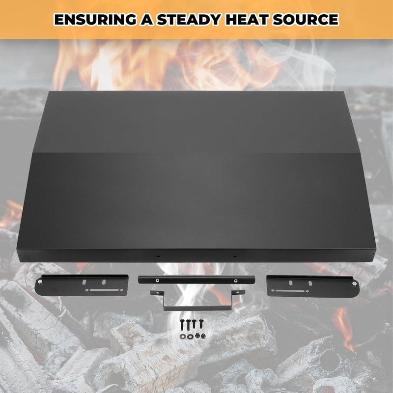 Kojem 36 inch Hinged Lid Cover Compatible with Blackstone Griddle Grill Lid Hard Cover with Rear Grease Collection Powder Coated Black LYOM-018-B