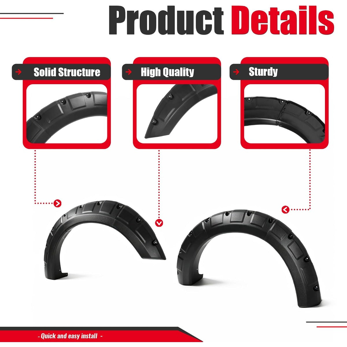 Fender Flare Compatible with 2004-2008 Ford F150/Lincoln Mark LT | Styleside Model Front & Rear 4Pcs Wheel Arch Cover Protector Set Plastic(PP) Textured Black