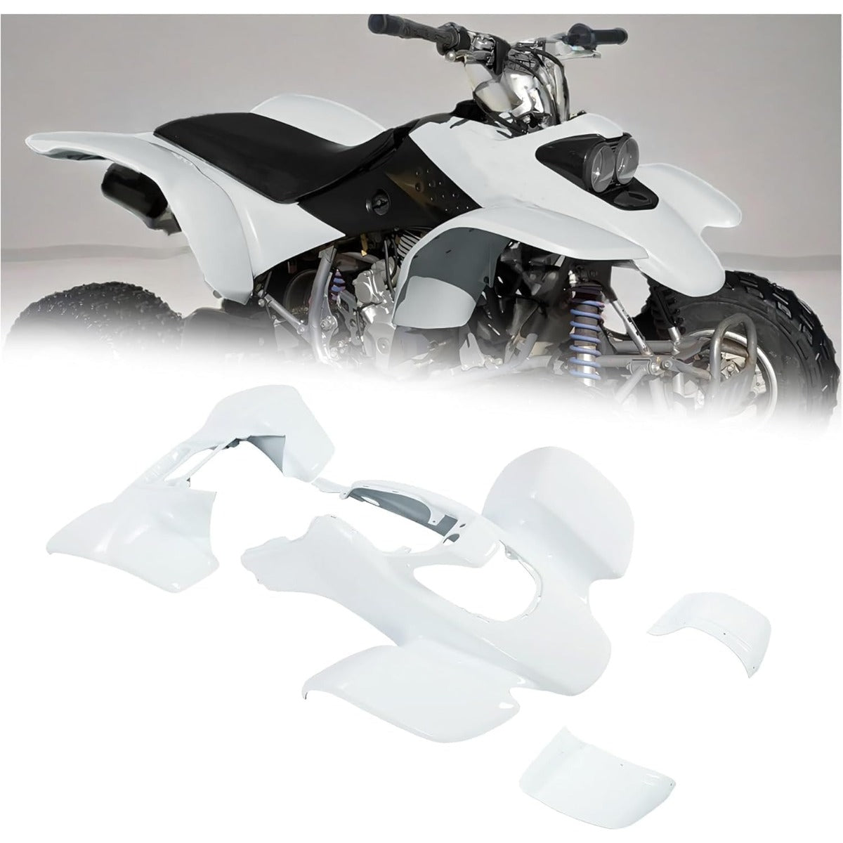 KUAFU Front & Rear Fender Compatible with 1999-2004 Honda TRX 400EX | Plastic Kit Mudguard Mud Guard Flaps Fender Flares White