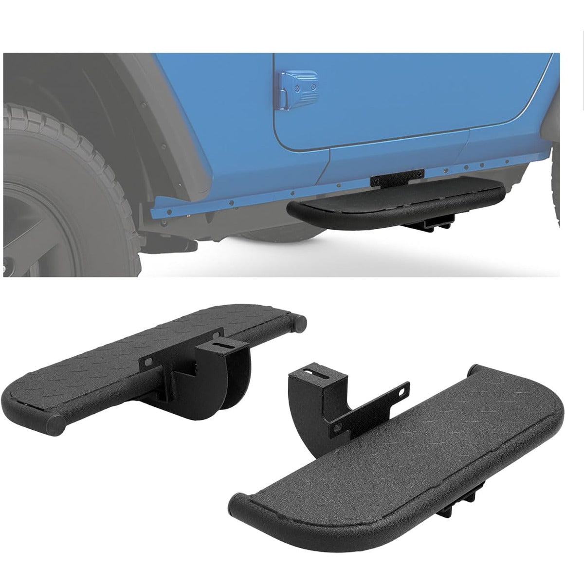 Side Steps Compatible with 2018-2025 Jeep Wrangler JL 2-Door, High-Strength Running Boards, Steel Step Bars, Powder-Coated 2-Piece Set