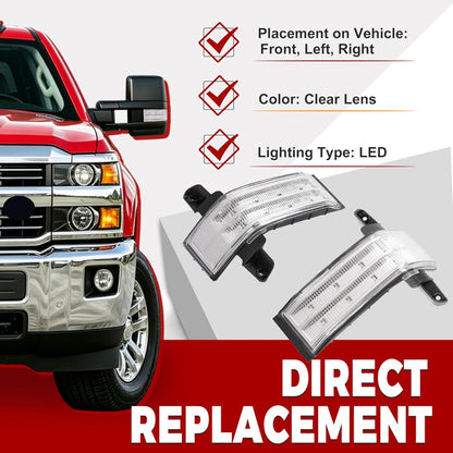 HECASA LED Side Mirror View Marker Lights Compatible with 2016-2020 Chevrolet Silverado 1500 2500 HD 3500 HD Compatible with 2016-2020 GMC Sierra 1500 2500HD 3500HD Turn Signal Marker Lamp
