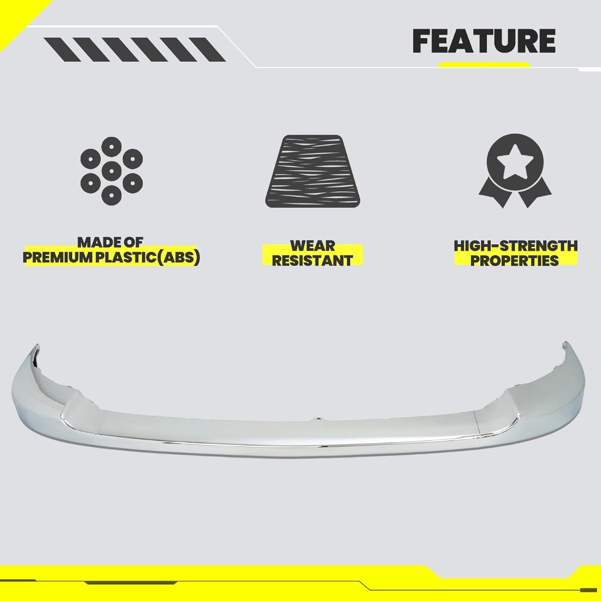 KUAFU Front Bumper Cover Upper Trim Cap Compatible with 2011-2014 Chevy Chevrolet Silverado 2500 3500 HD GM1014106, 25883355 ABS Plastic Chrome Replacement Only 3PCS-Silvery
