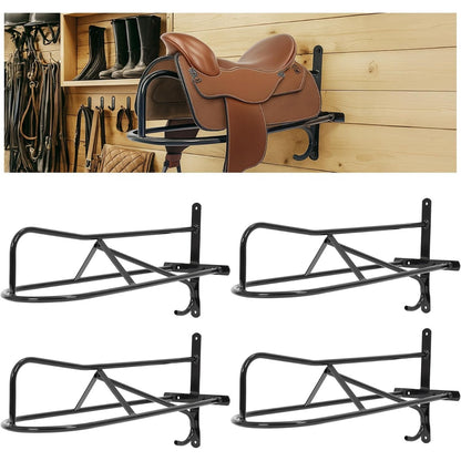 4Pcs Saddle Rack Wall Mounted 22.3 x 11.1 x 8.6 Inch for Horse | Enthusiast, Heavy-Duty Saddle Rack Stand for English and Western Style Saddle Pad Rack, Horse Tack Storage