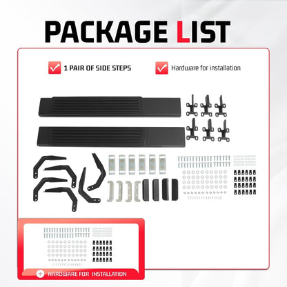 ALMULOO Running Boards Side Steps Compatible with 1999-2016 Ford F-250 F-350 F-450 Super Duty Regular Cab Nerf Bars Steel+Plastic Powder Coated+Textured Black