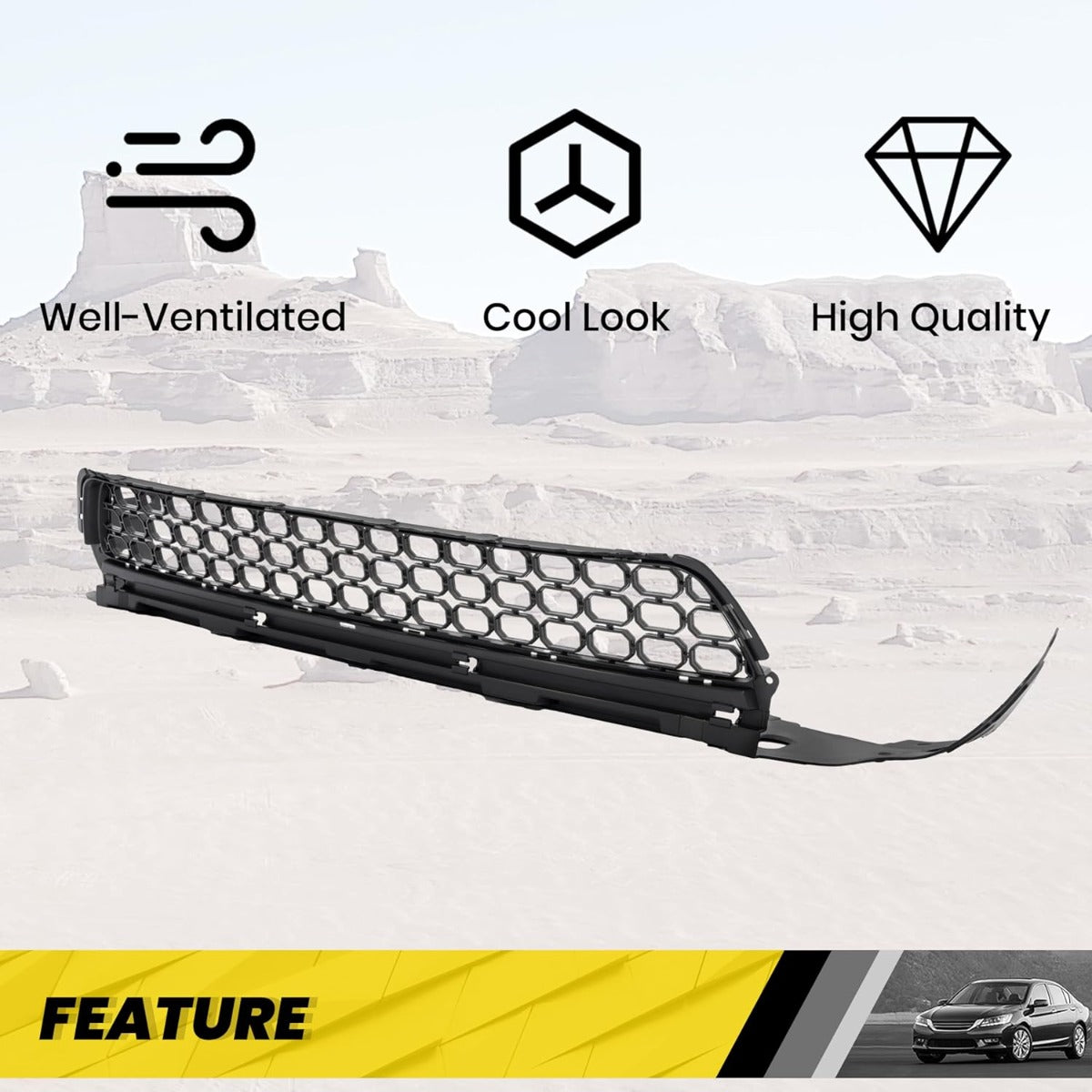 Front Lower Grille Compatible with 2013-2015 Honda Accord 71103T2AA00 HO1036114 Bumper Radiator Hood Grill Assembly Black