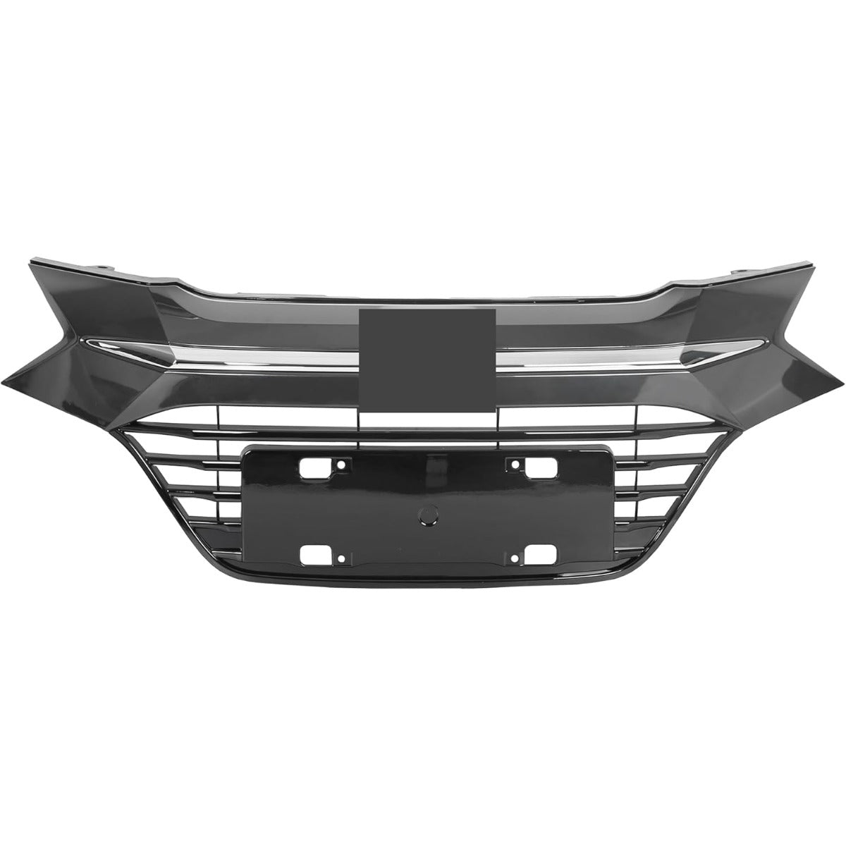Front Upper Bumper Grille Compatible With 2016 2017 2018 Honda HRV HR-V Grill Assembly Chrome Glossy Black Replacement for 71121-T7W-A00