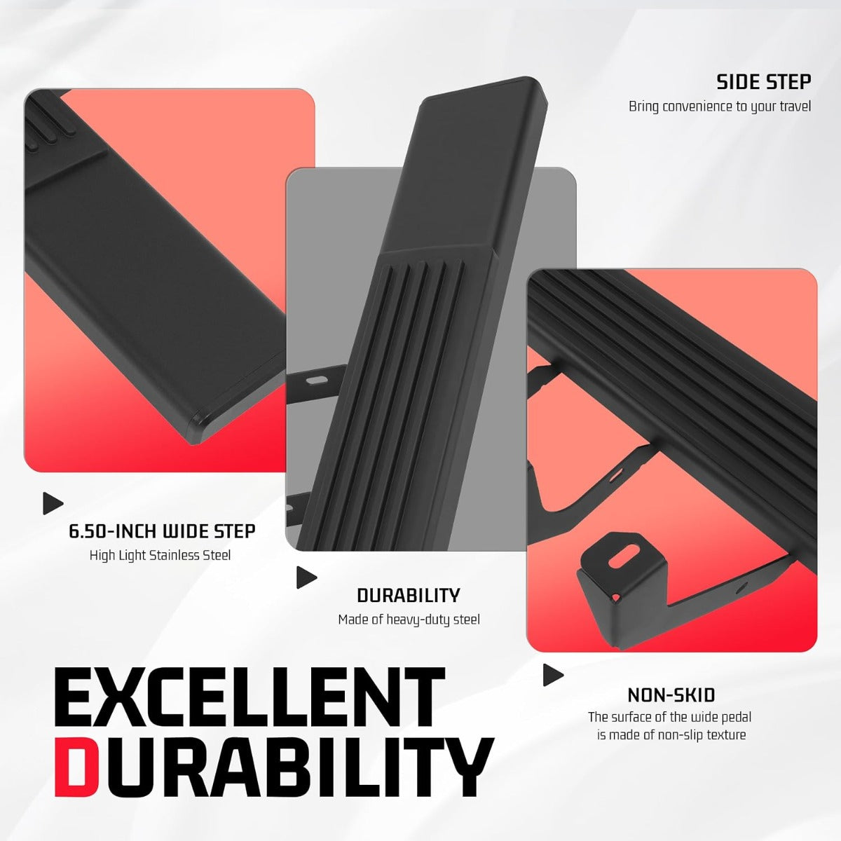 Side Steps Compatible with 2002-2008 Dodge Ram 1500 2500 Regular Cab Running Boards Step Bars Steel+Plastic Powder Coated+Textured Black
