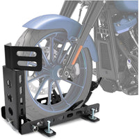 Load image into Gallery viewer, Motorcycle Wheel Chock Trailer 3000lb Capacity, Adjustable Motorcycle Front Tire Stand Chock for Trailer Truck Garage Fit for Most Crusier Sports Dirt Bikes Tire Size 14&quot;-22&quot; Wheels LYA-044
