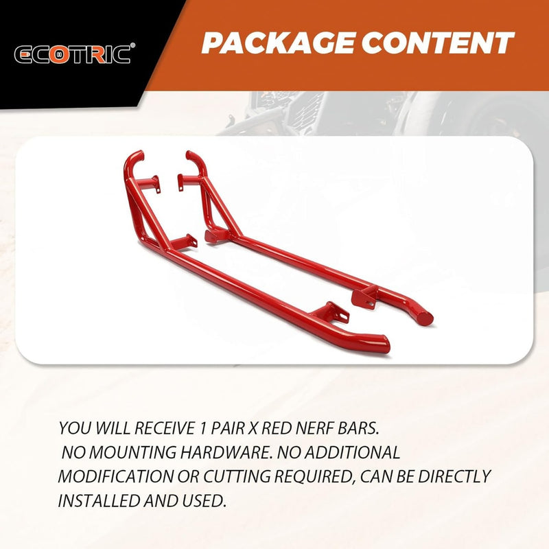Red Nerf Bars Rock Sliders Compatible with 2014-2023 Polaris RZR XP 1000/ Turbo/Turbo S, RZR 900/900 XC/S 900/ S 1000 (2 Doors) Left & Right Side Steps - 2 Seater LYPS-007-2