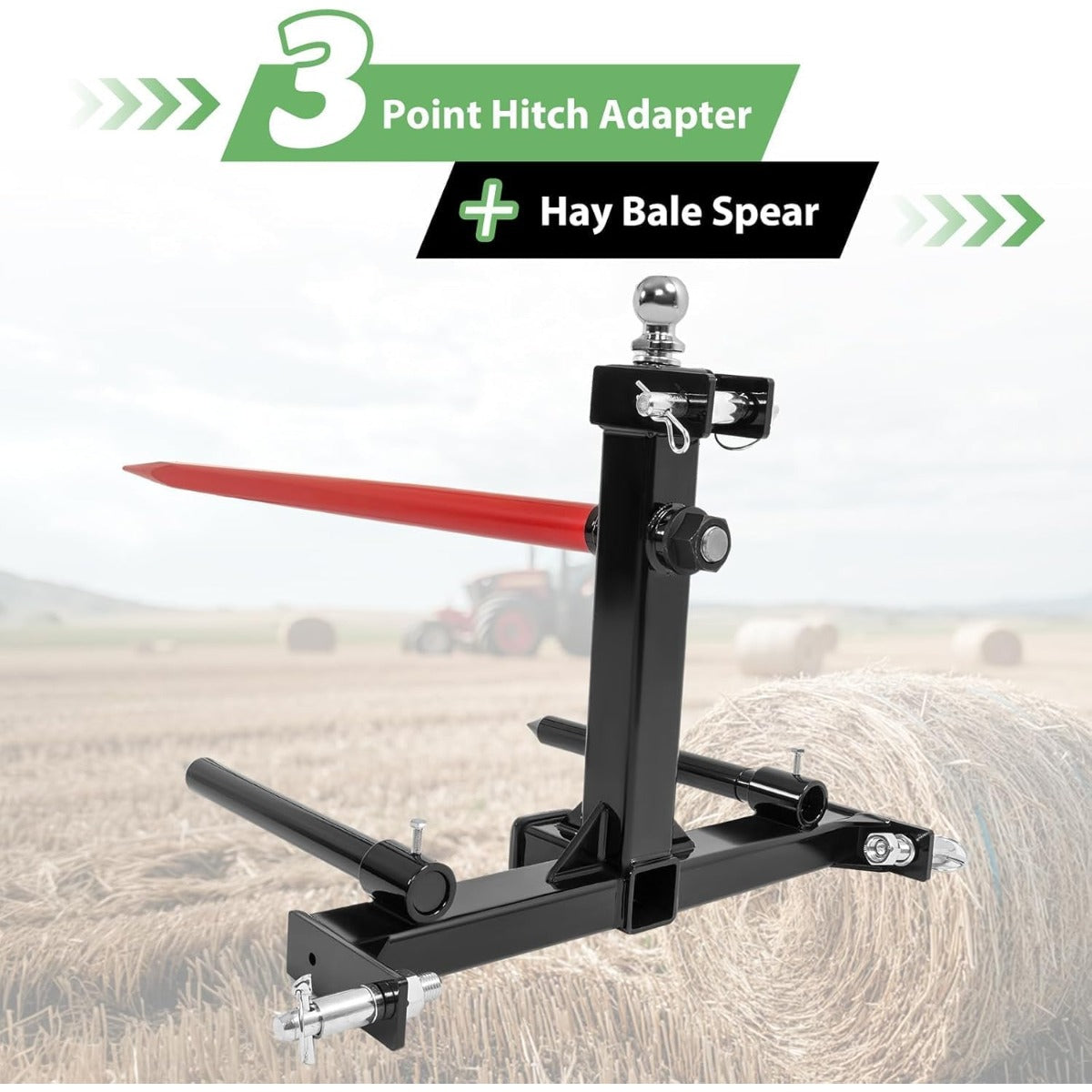 Wutist 3 Hay Spear Gooseneck Drawbar Trailer Hitch All Tractors 3000lbs W/