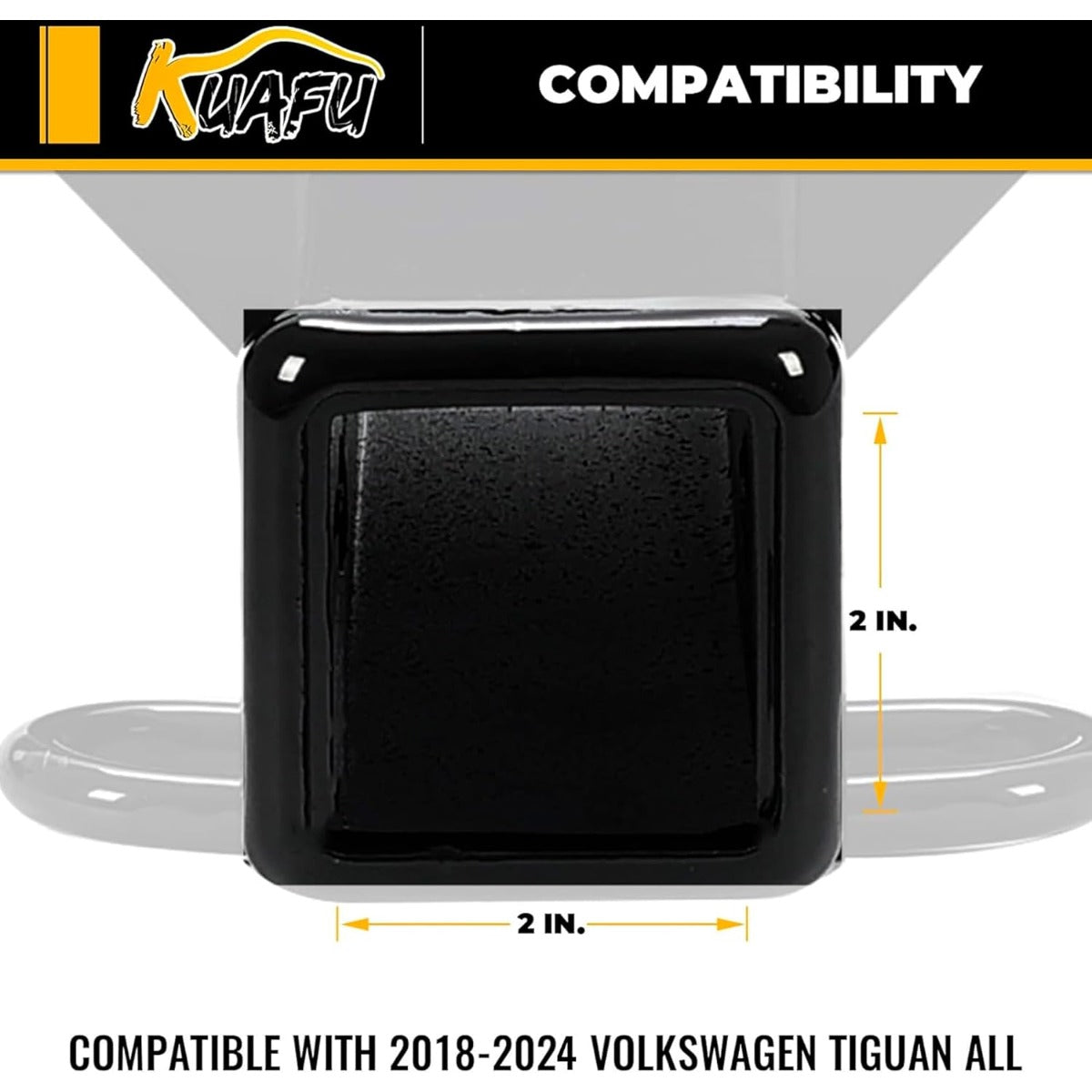 2-Inch Receiver Class 3 Trailer Hitch Compatible with 2018-2024 Volkswagen Tiguan All Black Towing Hitch Receiver