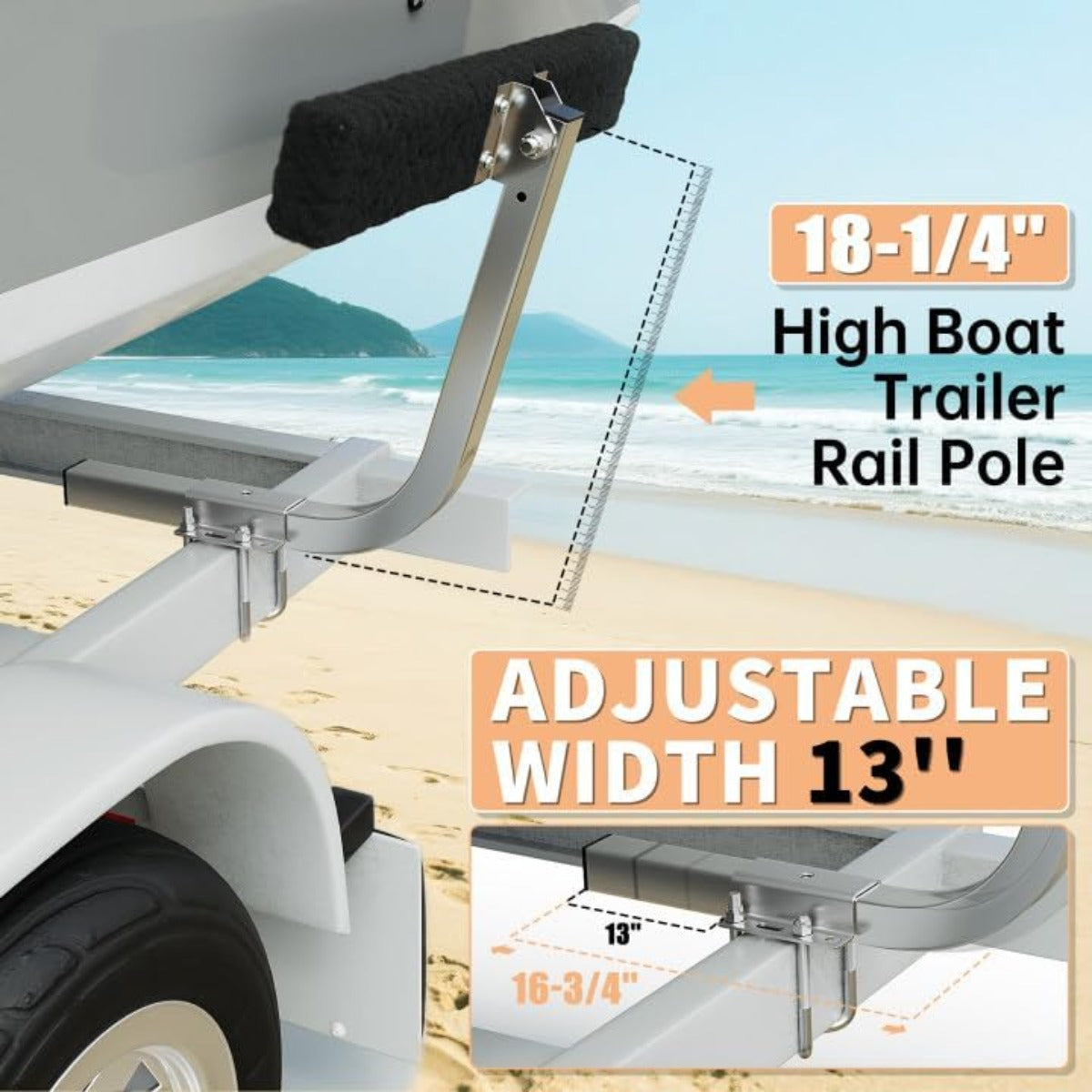 ECOTRIC Boat Trailer Guide 2 Foot Bunk Board Guide-On Rails Galvanized