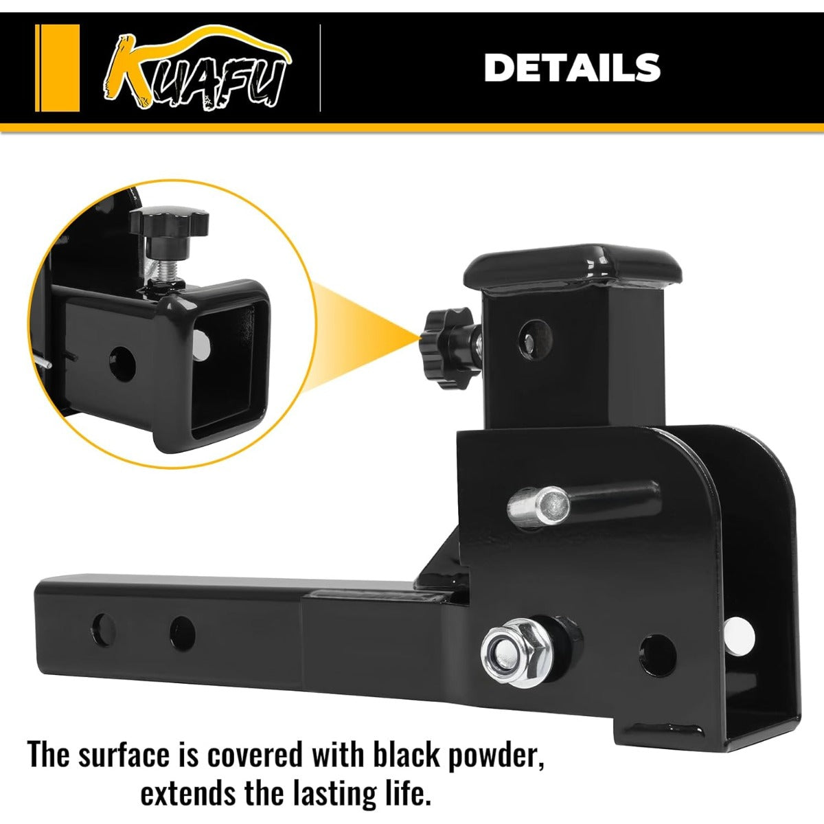 2" Folding Hitch Adapter (Trailer Hitch Folding Extender) with 16.3" Length Compatible with 2 Inch Trailer Hitch Extension Shank Mount Cargo Wheelchair Carrier Adapter 500lbs Weight Capacity