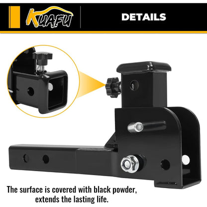 2" Folding Hitch Adapter (Trailer Hitch Folding Extender) with 16.3" Length Compatible with 2 Inch Trailer Hitch Extension Shank Mount Cargo Wheelchair Carrier Adapter 500lbs Weight Capacity