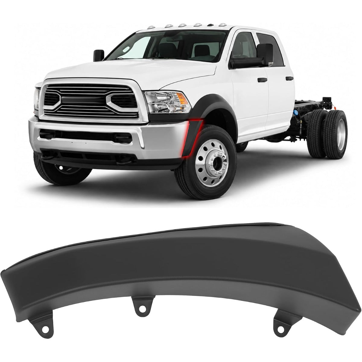 Left Fender Flare Set Compatible with 2011-2018 Ram 4500 5500 | Wheel Arch Cover Protector Set Plastic(PP) Textured Black Driver Side
