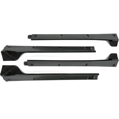 Side Skirt Extension Replacement 4Pcs Compatible with 2017-2023 Tesla Model 3 Carbon Fiber Printing Rocker Panels Guard Body Kit ABS Plastic Side Trim