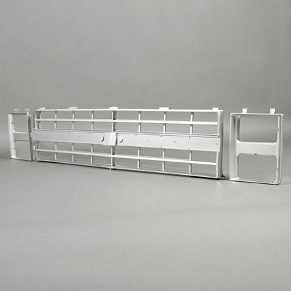 Front Grille Grill & Headlight Bezel Compatible with 1985-1988 Chevy C10/C20/C30/K5/K10/K20/K30/R10/R20/R30/V10/V20/V30 Blazer Suburban 15598727 15598728 GM1200140 GM2513126 Chrome