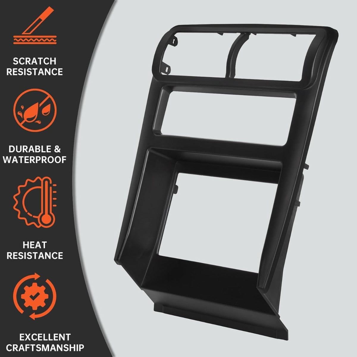 Double Din Install Bezel Kit Compatible with 1994-2002 Ford Mustang Plastic Black Interior Car Radio Stereo 2 Din Dash Kit Fit Base Model Only (No Lower Buttons)